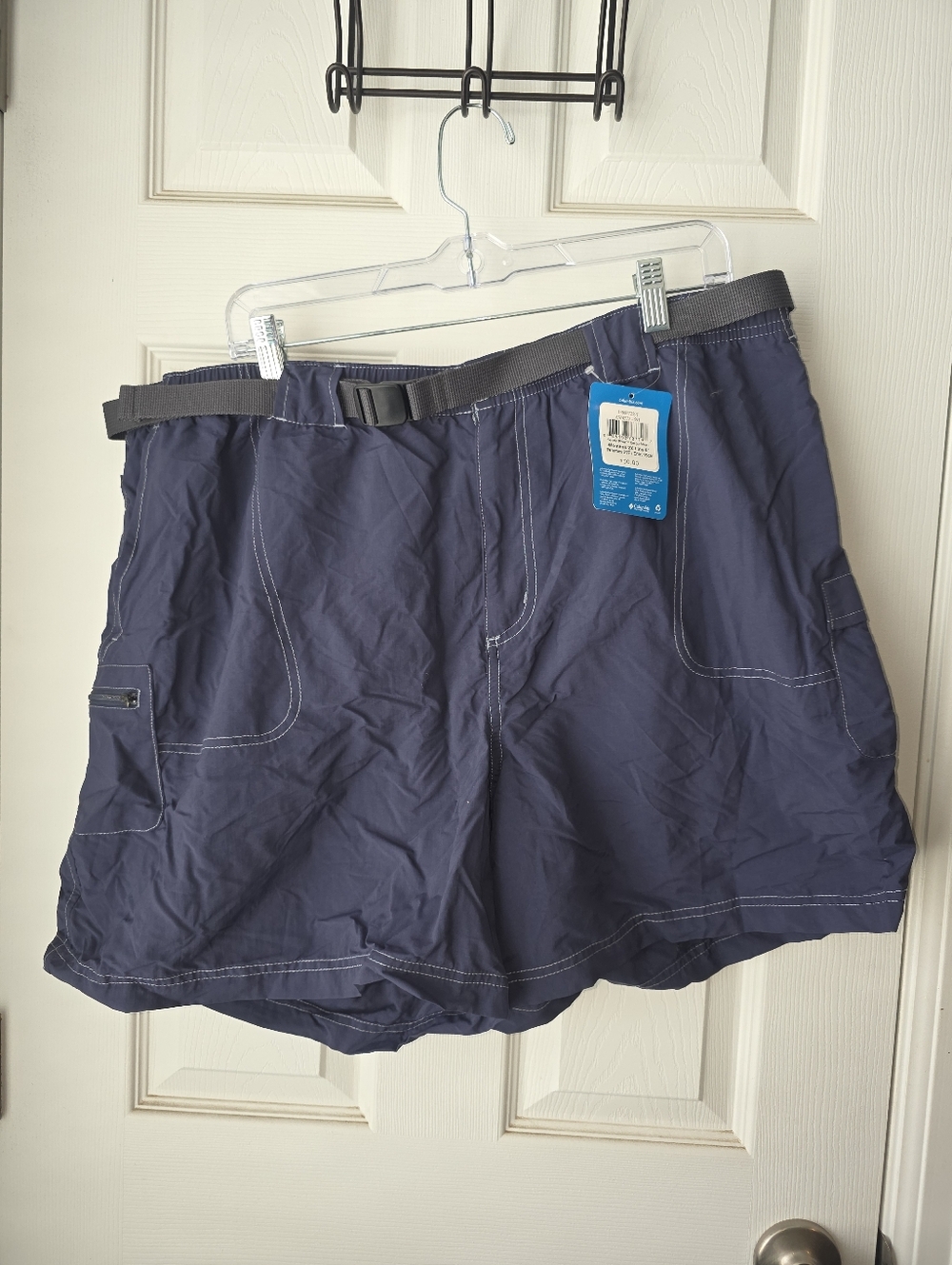 NWT Columbia Cargo Shorts Women's Plus Size 2X Blue Sandy River Elastic Waist